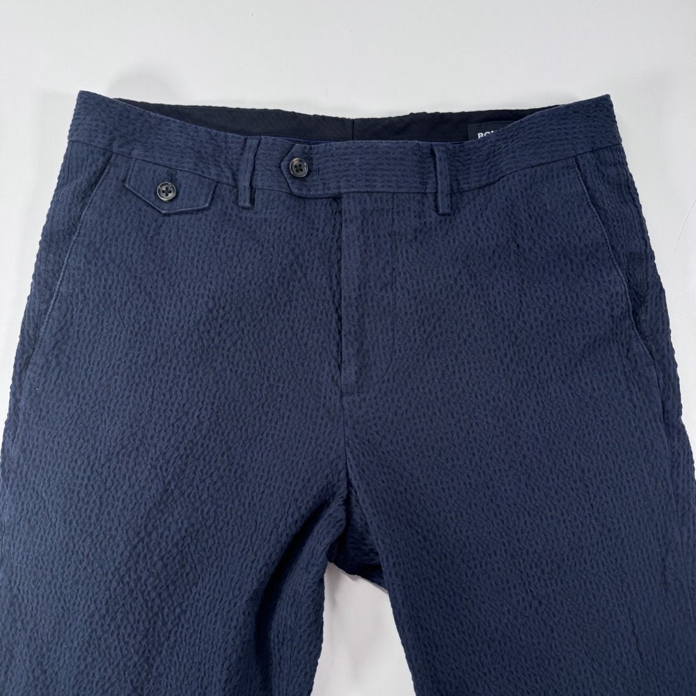 BONOBOS Seersucker Pants Mens 33x24 *Hemmed Italian Fabric Tailored Fit Blue - Picture 3 of 16